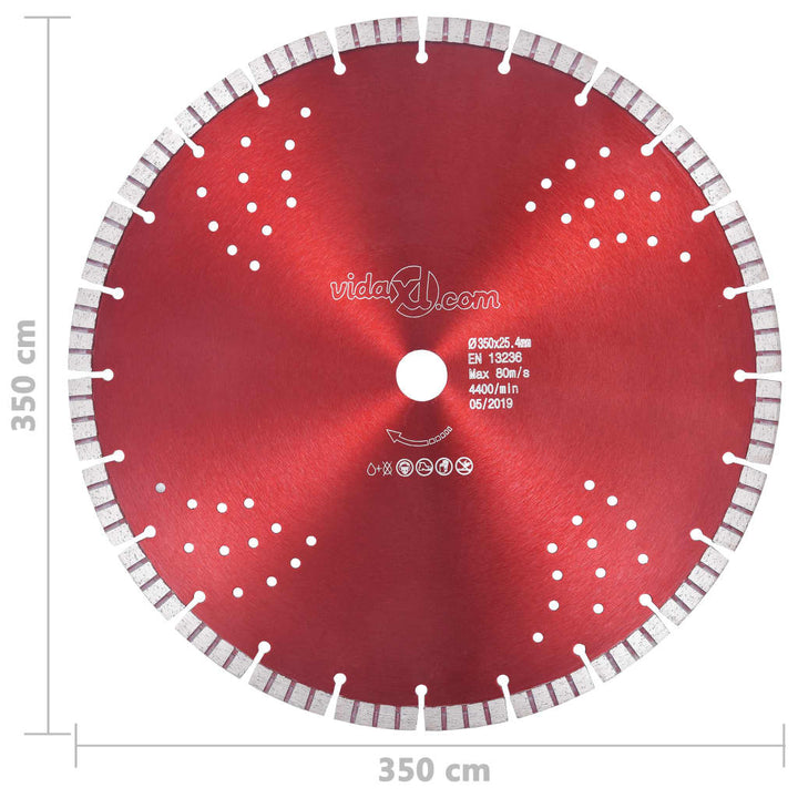 Disc Diamantat De Tăiere Cu Segmente Turbo Și Găuri Oțel 350 Mm