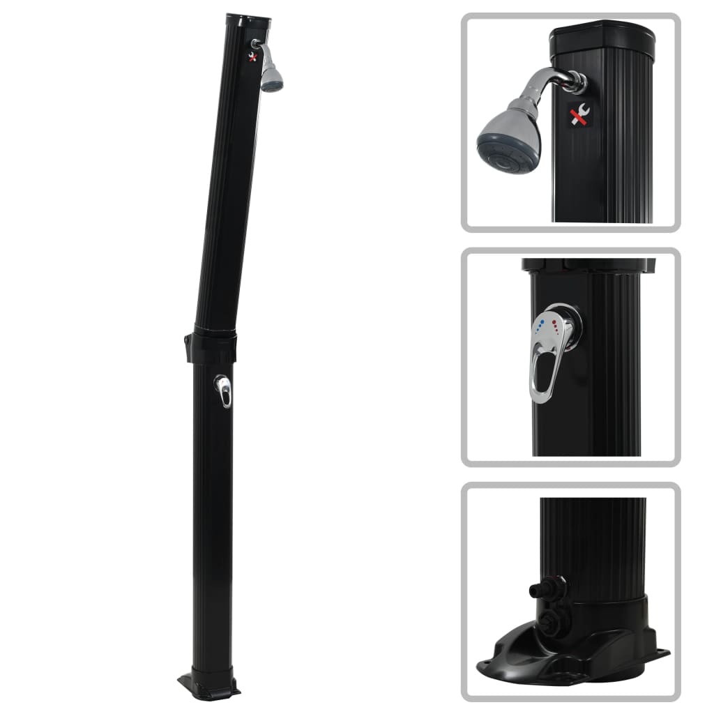 Duș Solar Pliabil, Negru, 214 Cm, 23 L