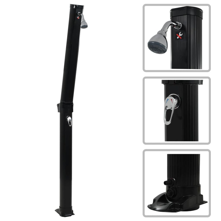 Duș Solar Pliabil, Negru, 214 Cm, 23 L