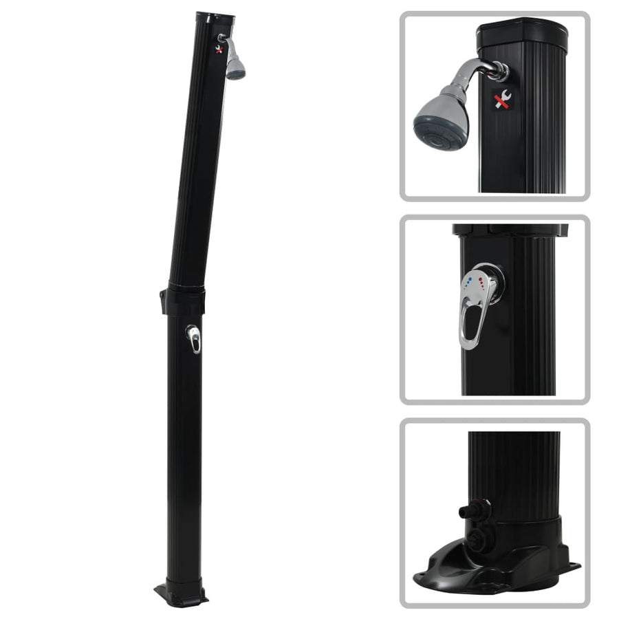 Duș Solar Pliabil, Negru, 214 Cm, 23 L