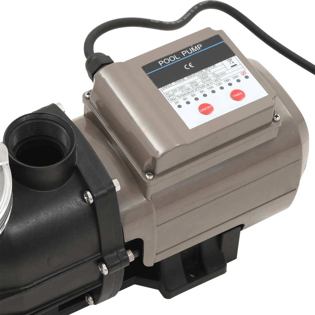Pompă De Piscină Cu Temporizator, Negru, 0,25 Cp, 8000 L/H