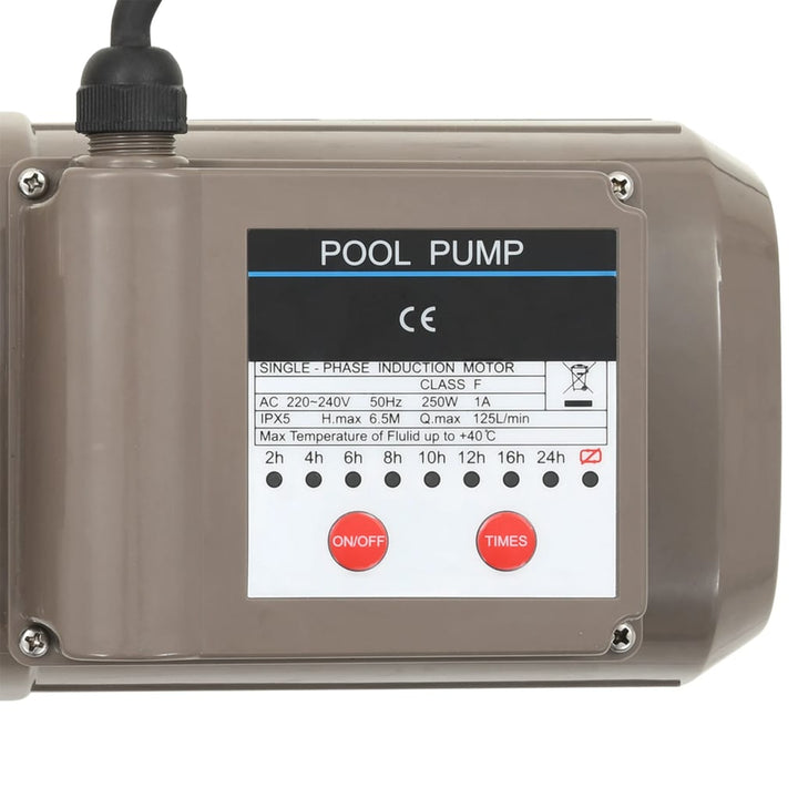 Pompă De Piscină Cu Temporizator, Negru, 0,25 Cp, 8000 L/H