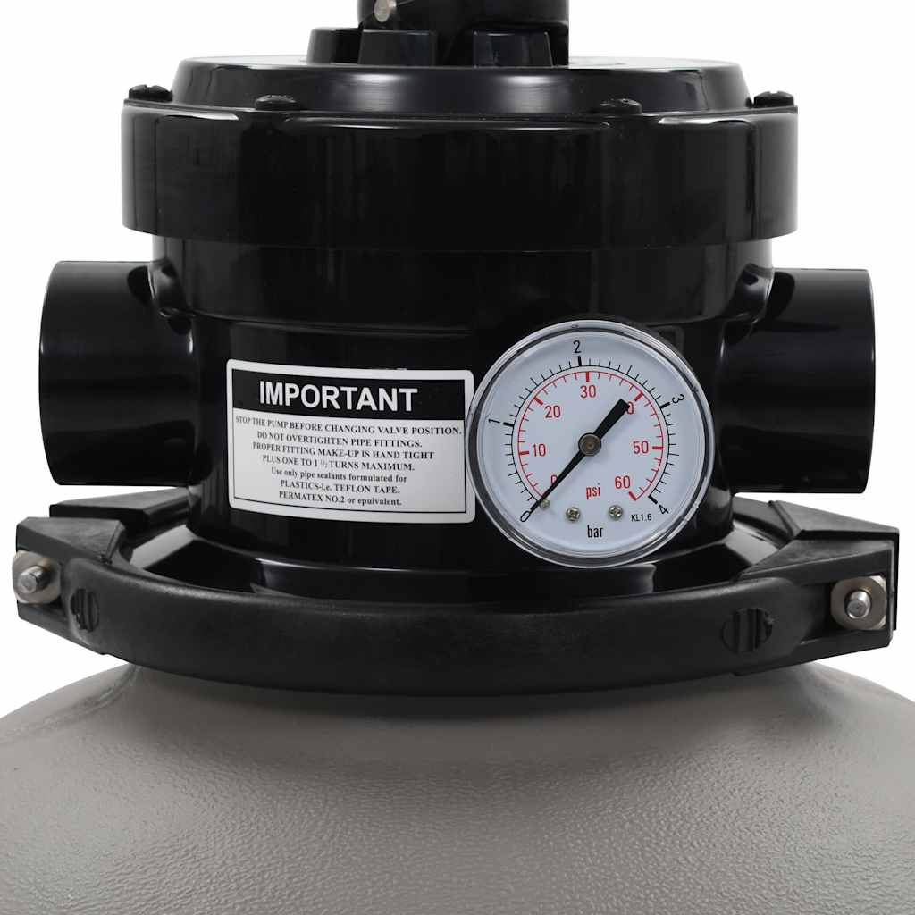 Filtru Cu Nisip Pentru Piscină Cu Supapă 4 Poziții Gri 350 Mm