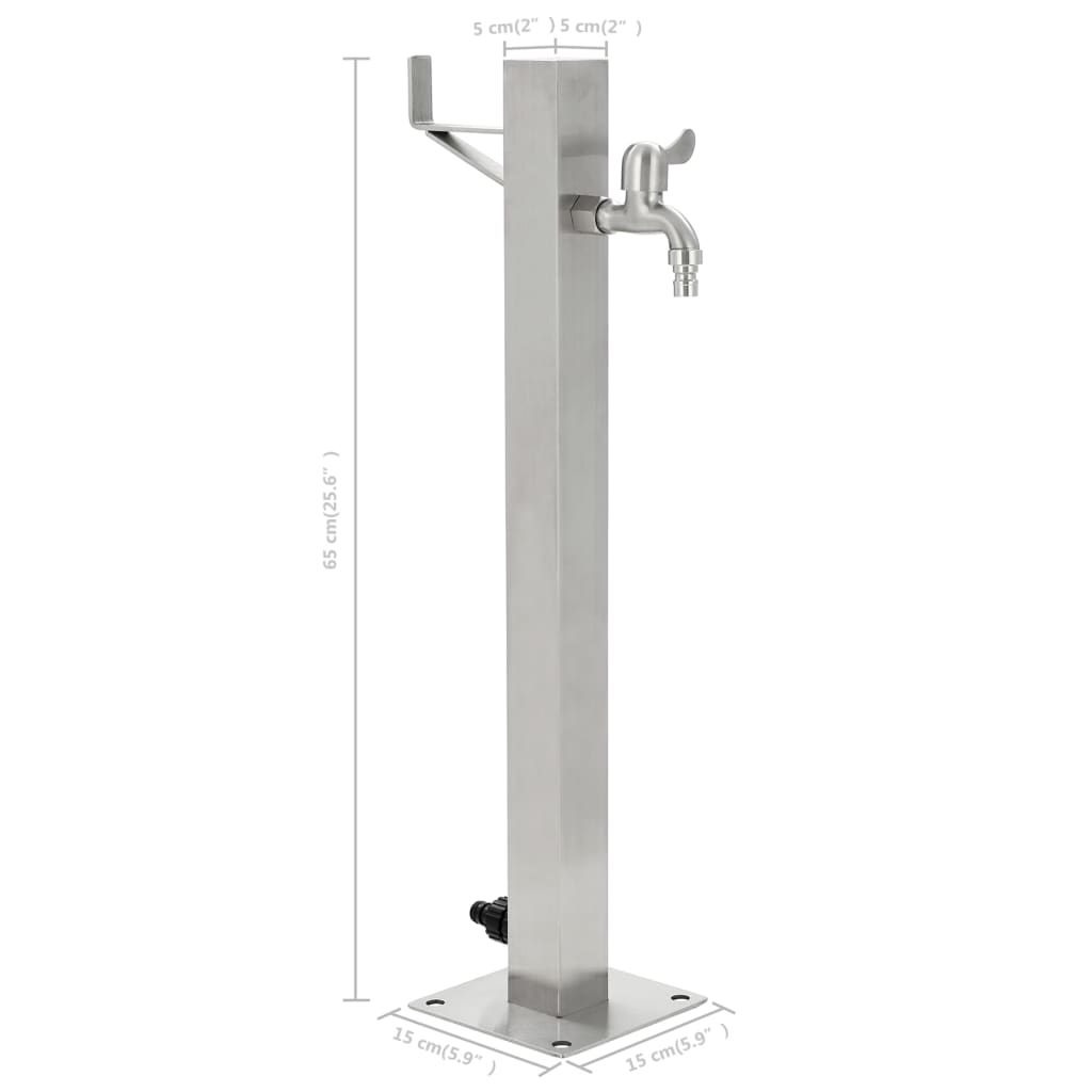 Coloană De Apă De Grădină, 65 Cm, Oțel Inoxidabil, Pătrat