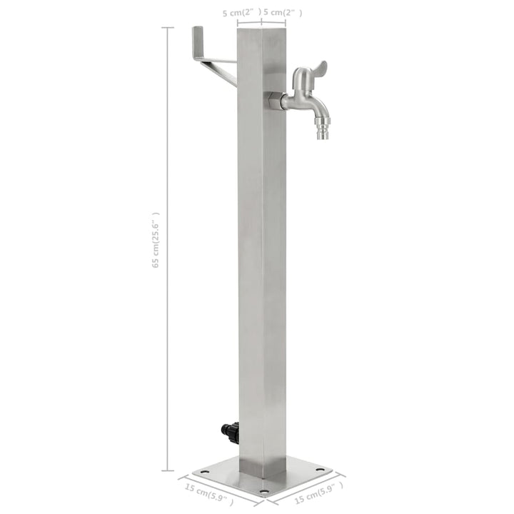 Coloană De Apă De Grădină, 65 Cm, Oțel Inoxidabil, Pătrat