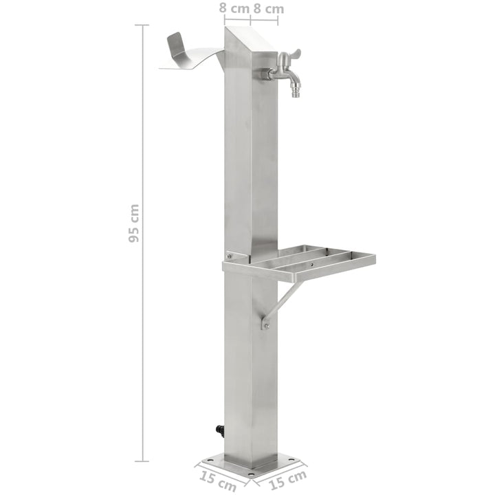 Coloană De Apă De Grădină, 95 Cm, Oțel Inoxidabil, Pătrat