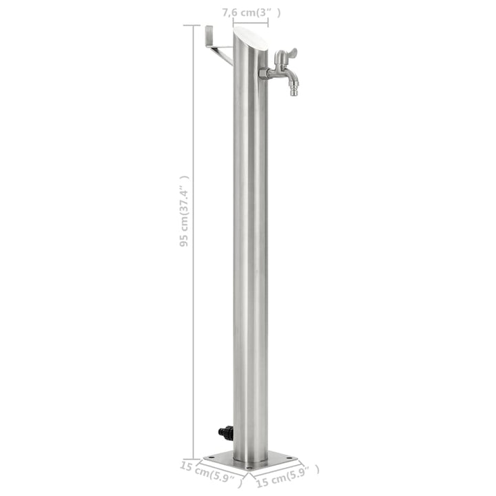Coloană De Apă De Grădină, 95 Cm, Oțel Inoxidabil, Rotund