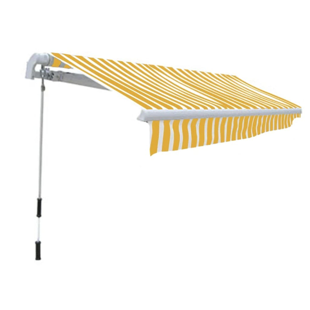 Copertină Pliabilă, Acționare Manuală, 300 Cm, Galben/Alb