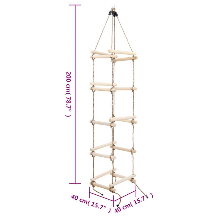 Scară Din Frânghie Pentru Copii, 200 Cm, Lemn
