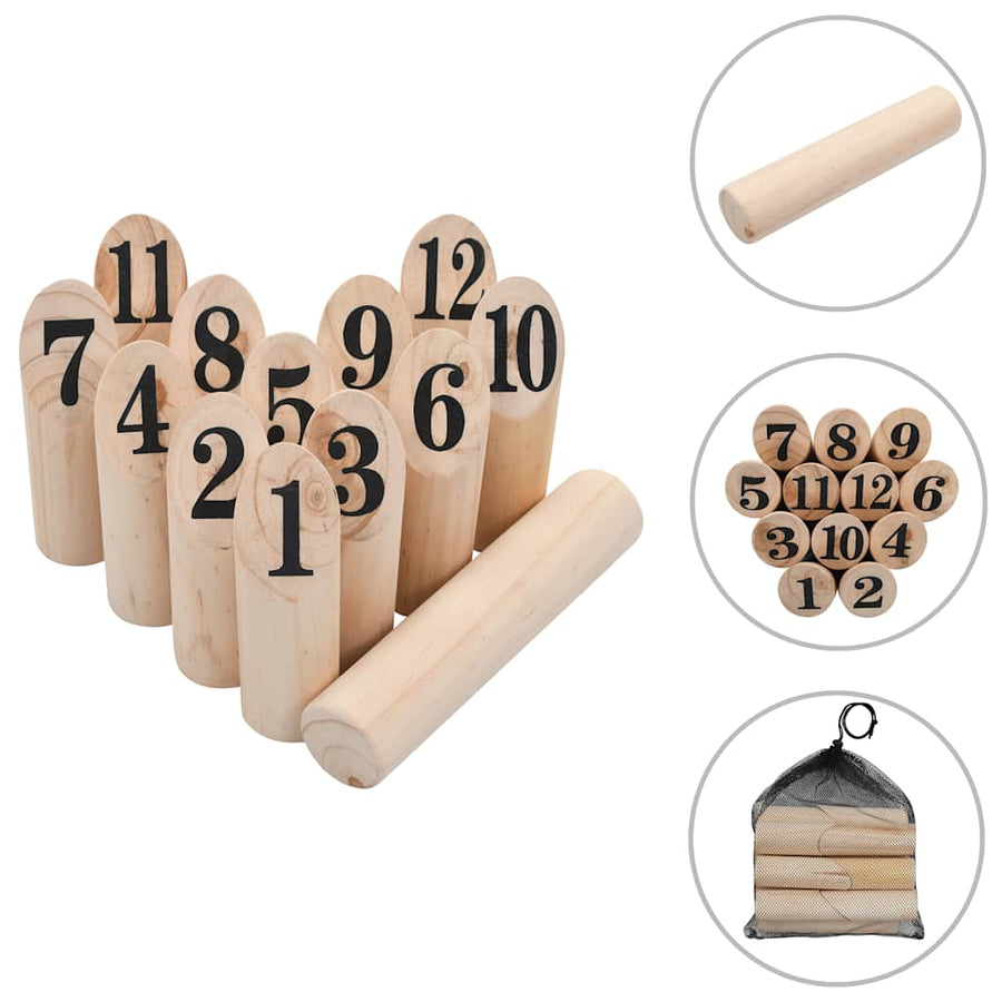Set Pentru Joc Kubb Cu Numere, Lemn