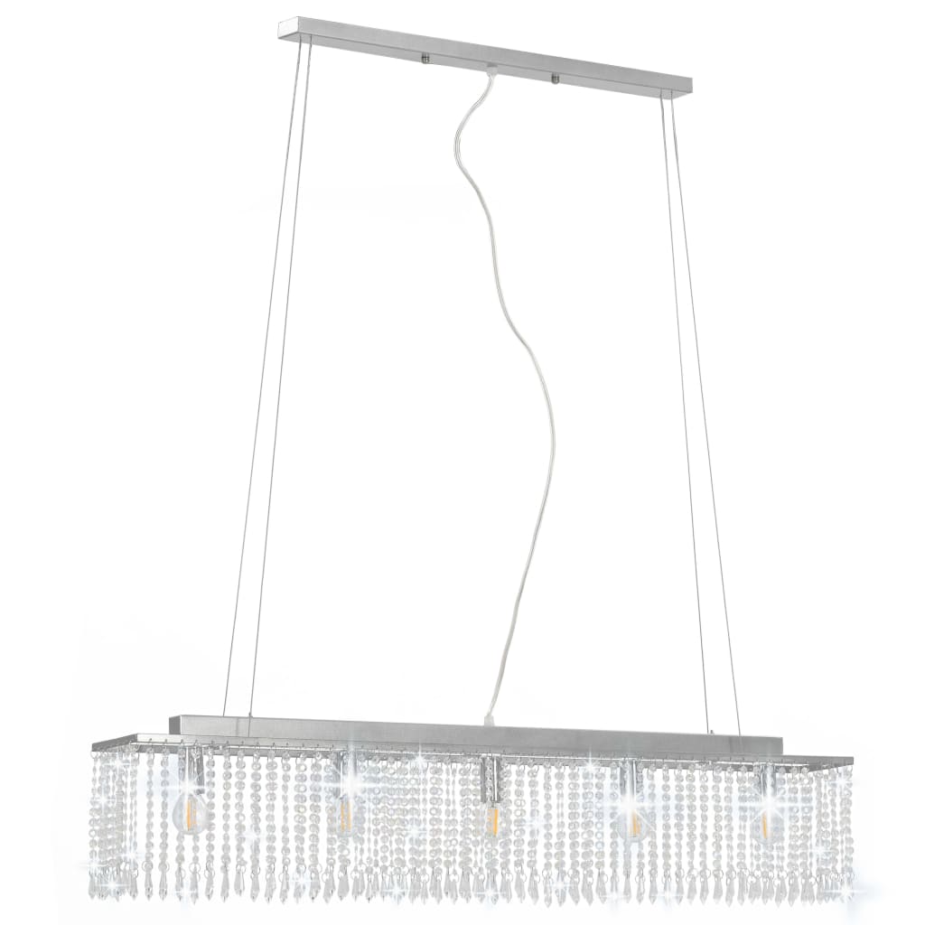 Lustră Cu Mărgele De Cristal, Argintiu, 104 Cm, E14