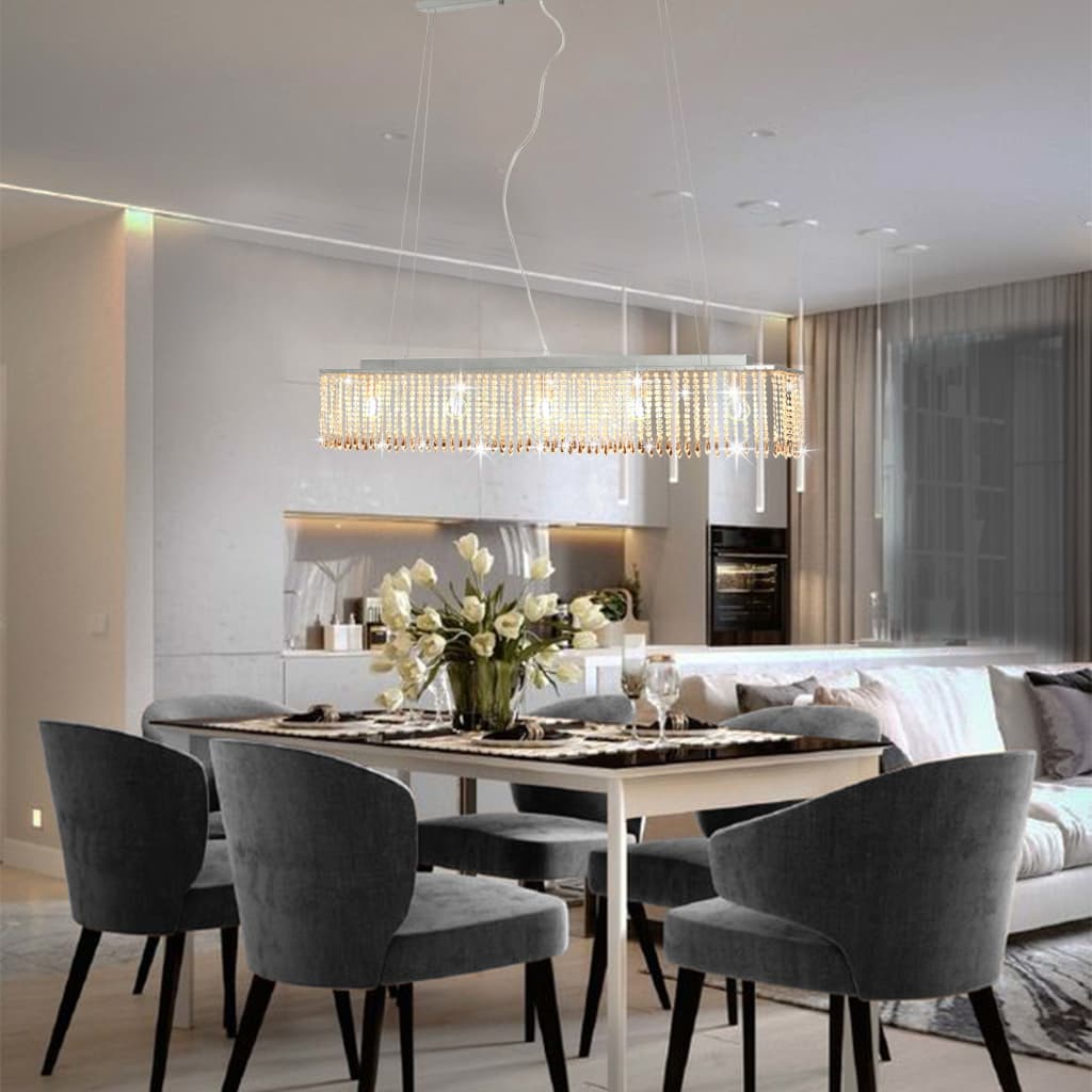 Lustră Cu Mărgele De Cristal, Argintiu, 104 Cm, E14