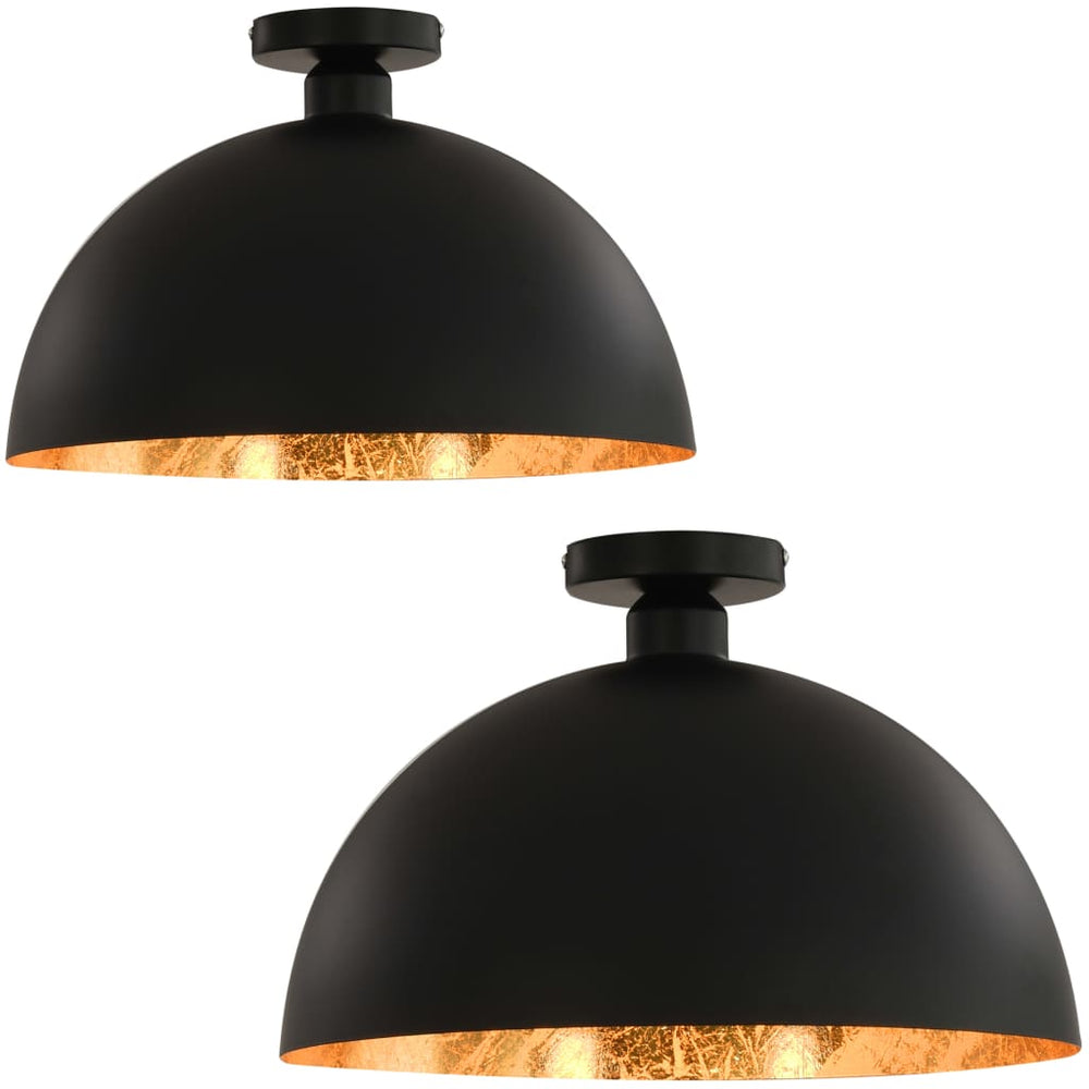 Lustre, 2 Buc., Negru Și Auriu, Semisferic, E27