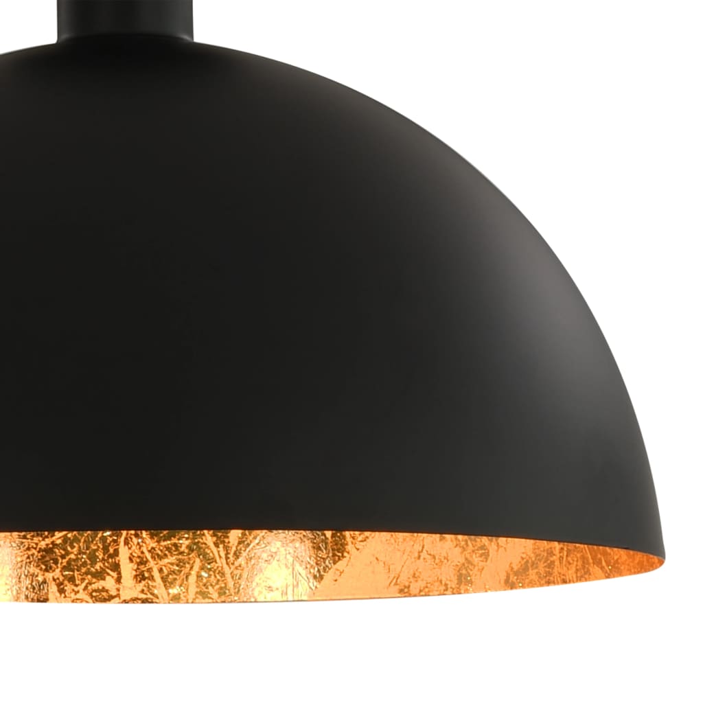 Lustre, 2 Buc., Negru Și Auriu, Semisferic, E27