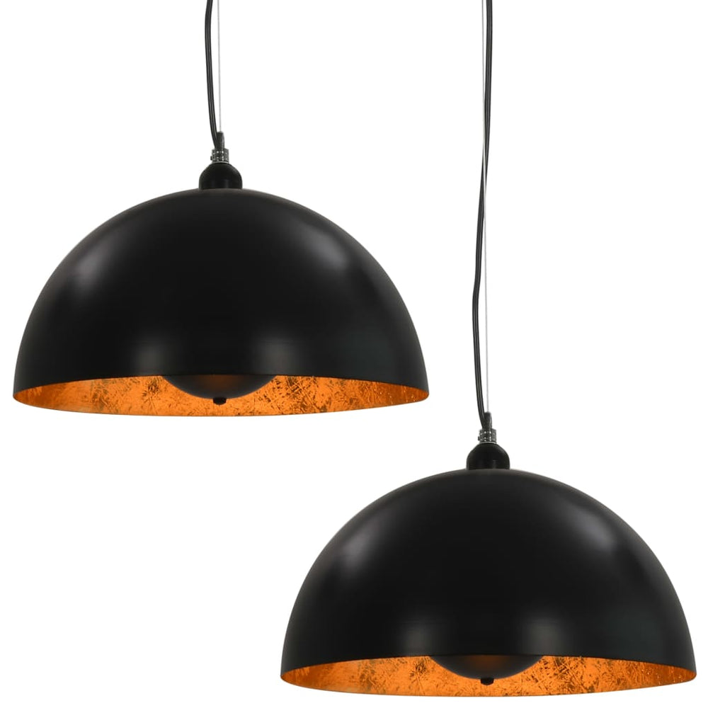 Lustre, 2 Buc., Negru Și Auriu, Semisferic, , E27