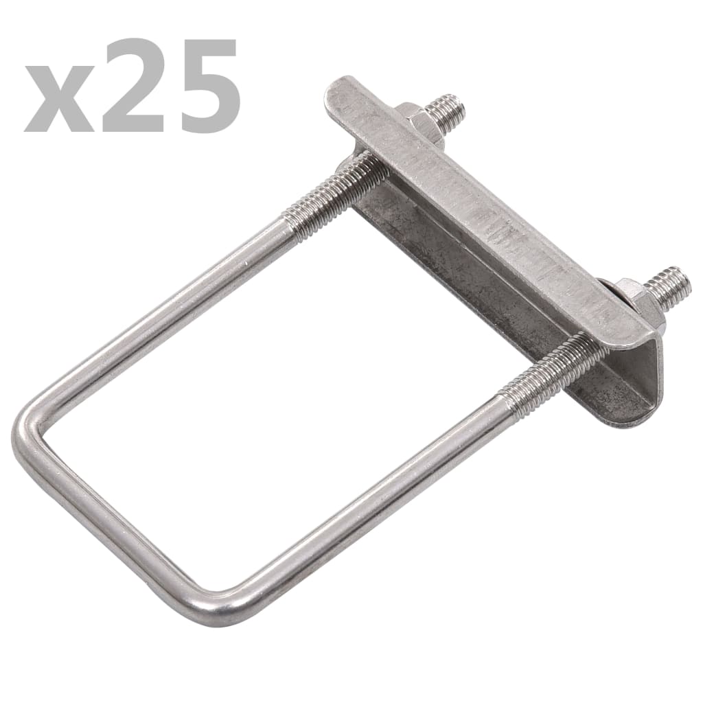 Clemă De Prindere U Cu Plastic Stâlp Gard, 60X40 Mm, 25 Seturi