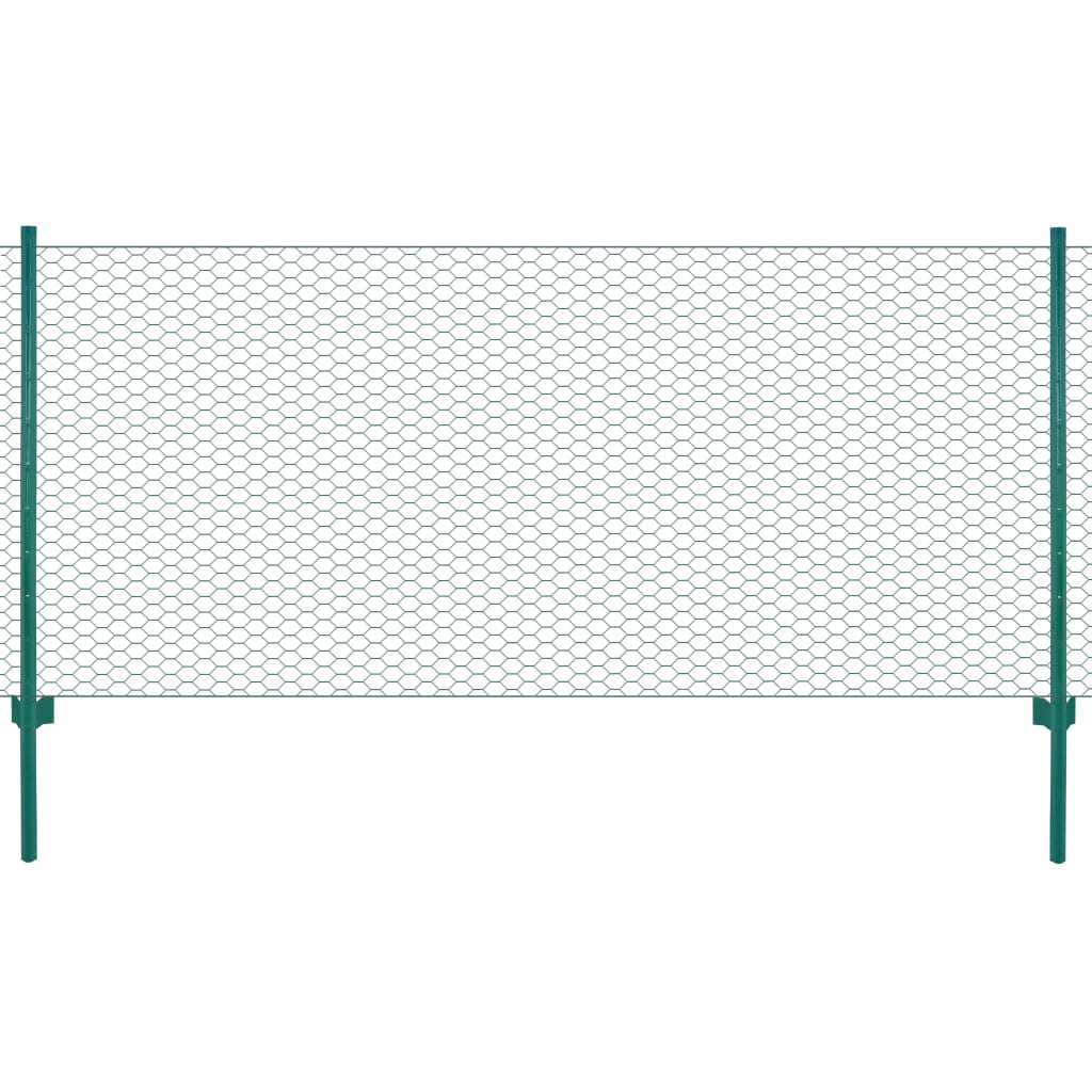 Gard Din Plasă De Sârmă Cu Stâlpi, Verde, 25 X 1,5 M, Oțel