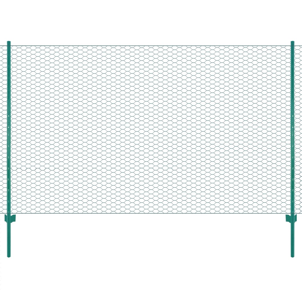 Gard Din Plasă De Sârmă Cu Stâlpi, Verde, 25 X 1,5 M, Oțel
