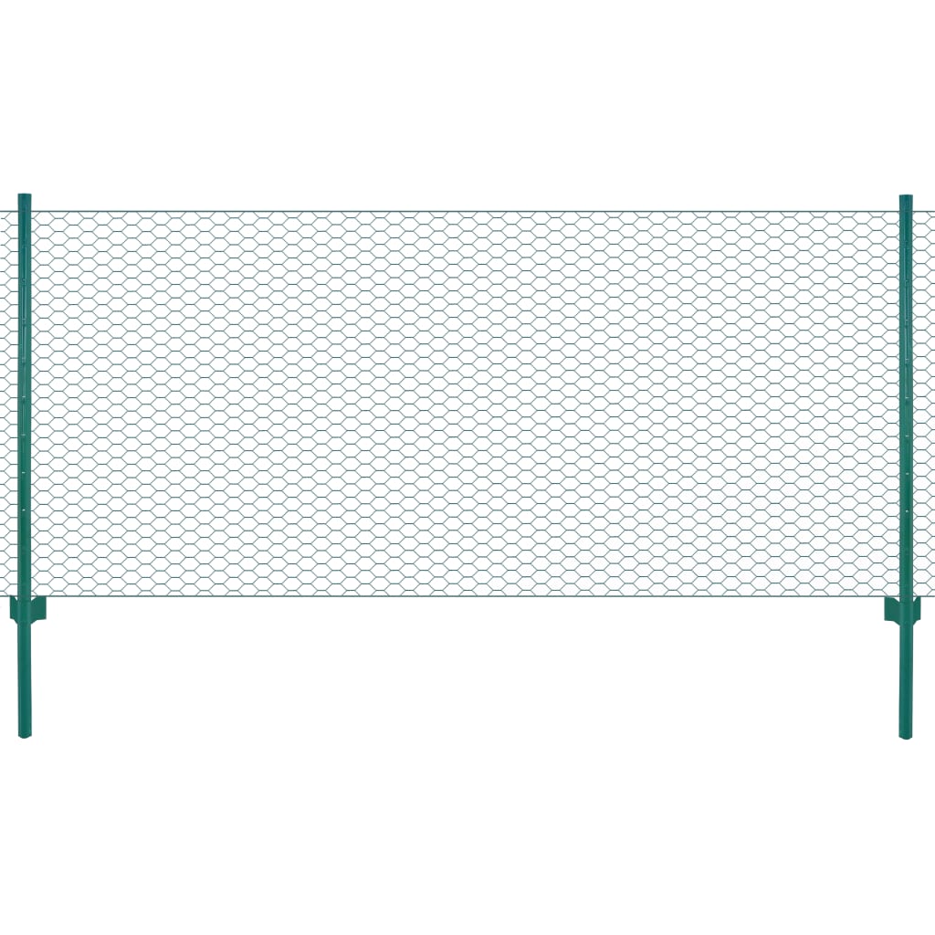 Gard Din Plasă De Sârmă Cu Stâlpi, Verde, 25 X 1,5 M, Oțel