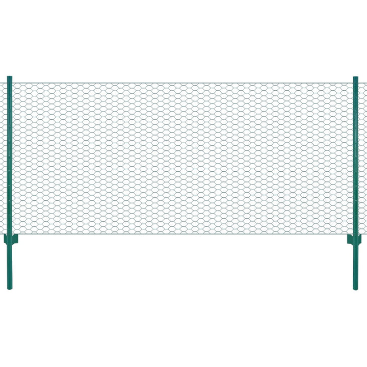 Gard Din Plasă De Sârmă Cu Stâlpi, Verde, 25 X 1,5 M, Oțel