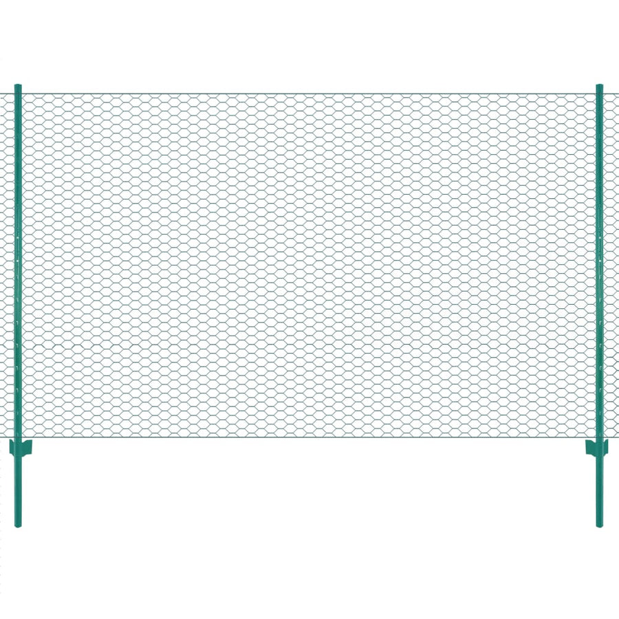 Gard Din Plasă De Sârmă Cu Stâlpi, Verde, 25 X 1,5 M, Oțel