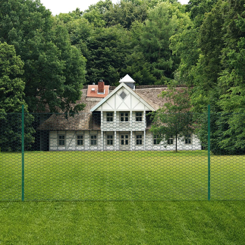 Gard Din Plasă De Sârmă Cu Stâlpi, Verde, 25 X 1,5 M, Oțel