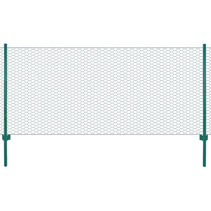 Gard Din Plasă De Sârmă Cu Stâlpi, Verde, 25 X 1,5 M, Oțel
