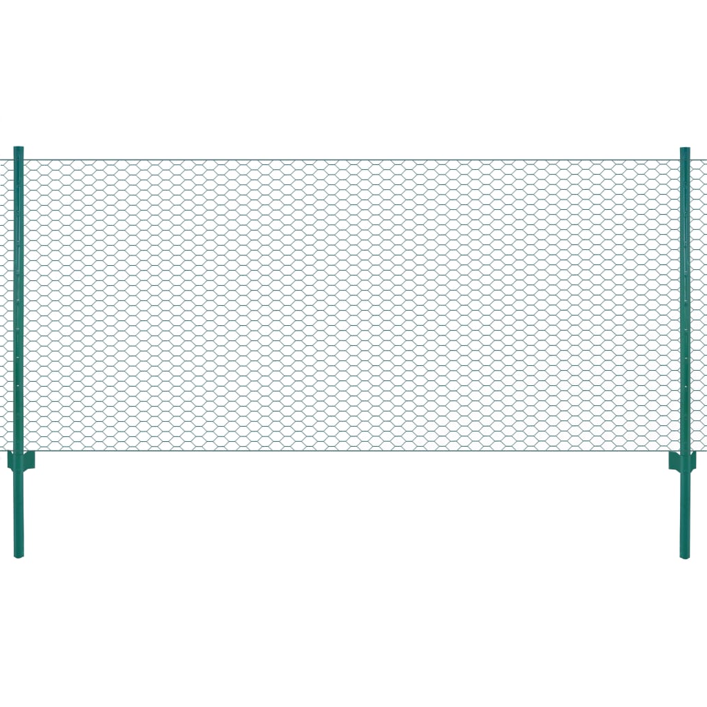 Gard Din Plasă De Sârmă Cu Stâlpi, Verde, 25 X 1,5 M, Oțel