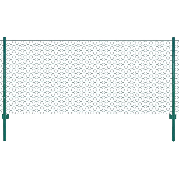 Gard Din Plasă De Sârmă Cu Stâlpi, Verde, 25 X 1,5 M, Oțel