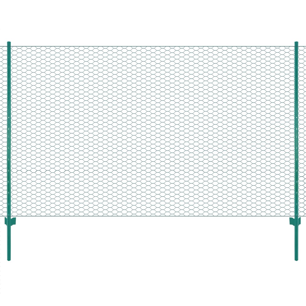 Gard Din Plasă De Sârmă Cu Stâlpi, Verde, 25 X 1,5 M, Oțel