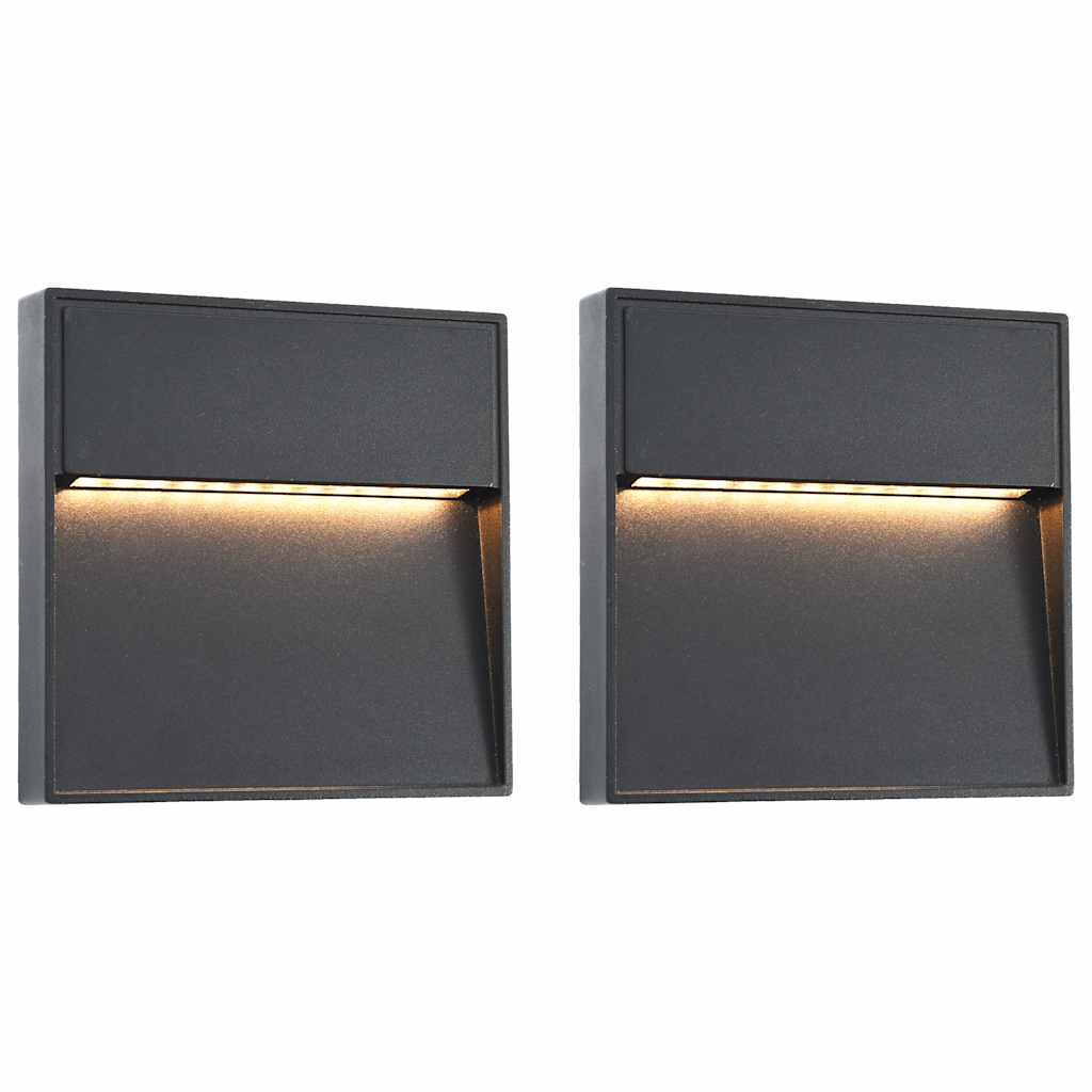 Lămpi De Perete Led De Exterior, 2 Buc., Negru, 3 W,