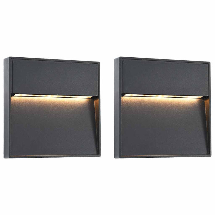 Lămpi De Perete Led De Exterior, 2 Buc., Negru, 3 W,