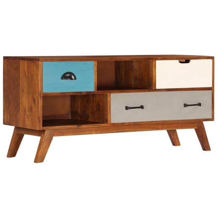 Comodă Tv Cu 3 Sertare, 110X35X50 Cm, Lemn Masiv Acacia