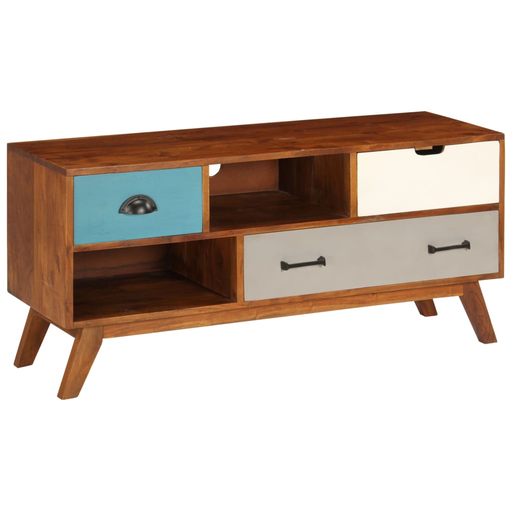 Comodă Tv Cu 3 Sertare, 110X35X50 Cm, Lemn Masiv Acacia