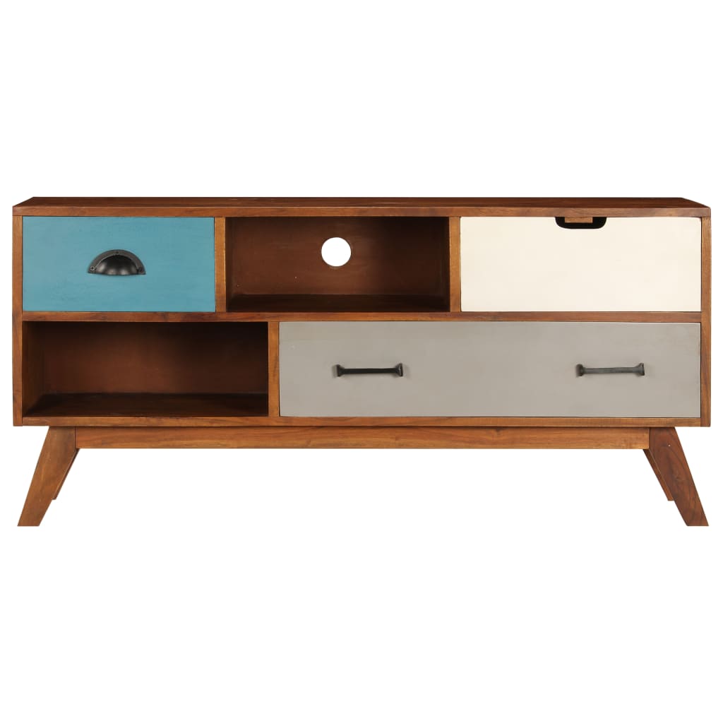 Comodă Tv Cu 3 Sertare, 110X35X50 Cm, Lemn Masiv Acacia