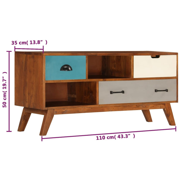 Comodă Tv Cu 3 Sertare, 110X35X50 Cm, Lemn Masiv Acacia