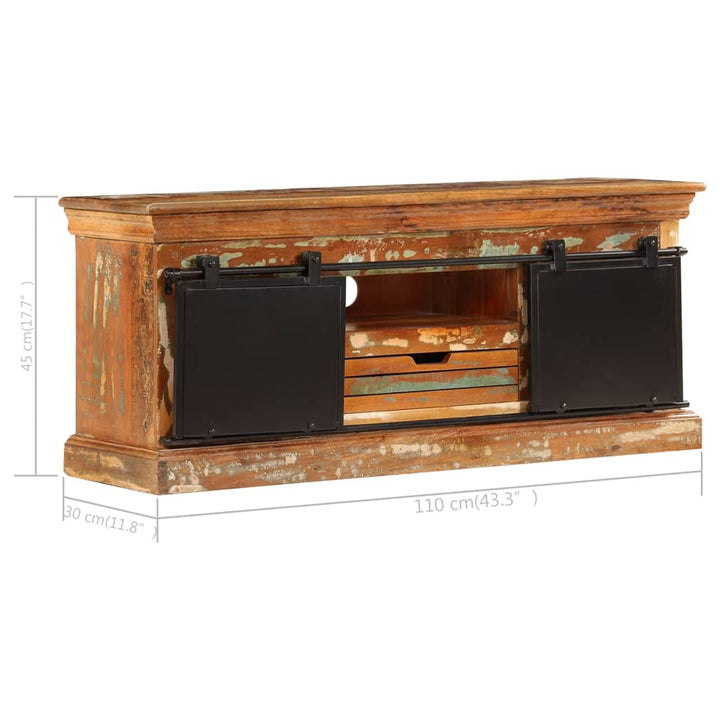 Comodă Tv, 110 X 30 X 45 Cm, Lemn Masiv Reciclat