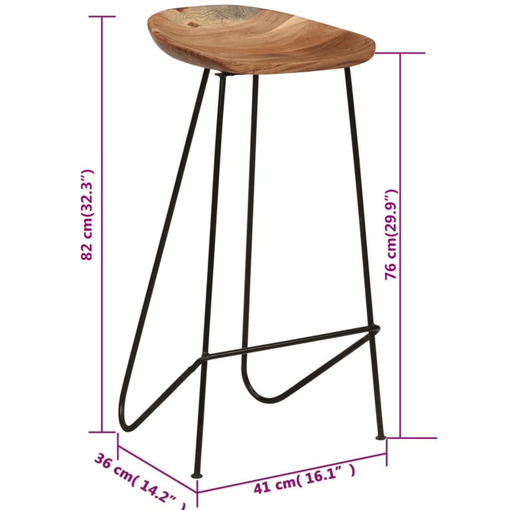 Scaune De Bar, 2 Buc., Lemn Masiv De Acacia