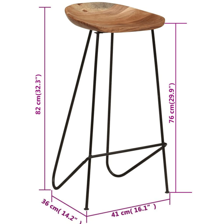 Scaune De Bar, 2 Buc., Lemn Masiv De Acacia
