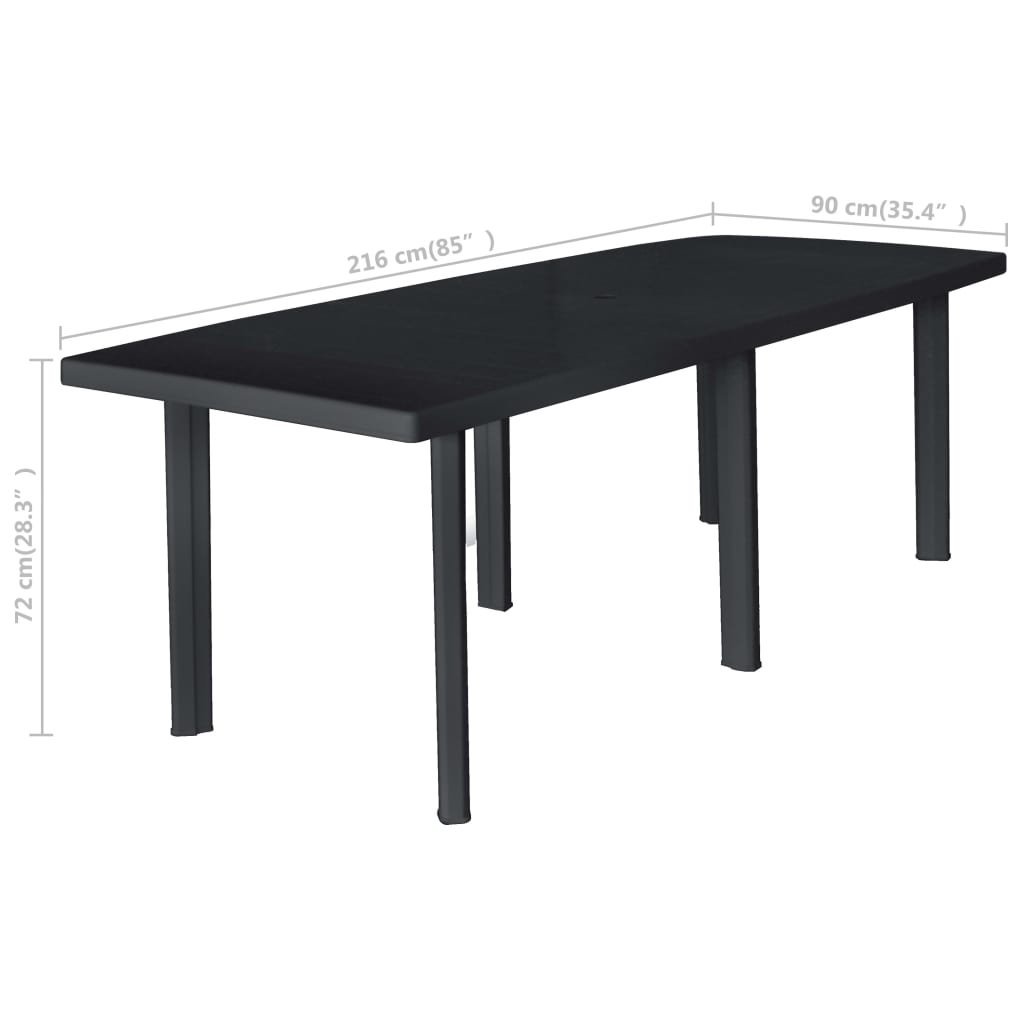 Masă De Grădină, Antracit, 216 X 90 X 72 Cm, Plastic