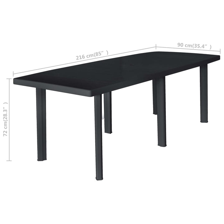 Masă De Grădină, Antracit, 216 X 90 X 72 Cm, Plastic