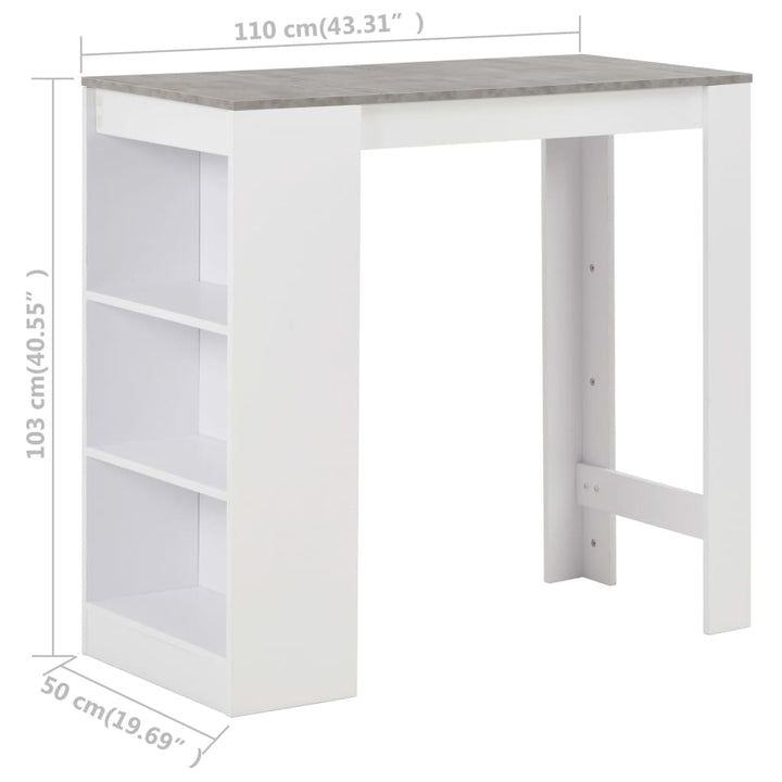 Masă De Bar Cu Raft, Alb, 110 X 50 X 103 Cm