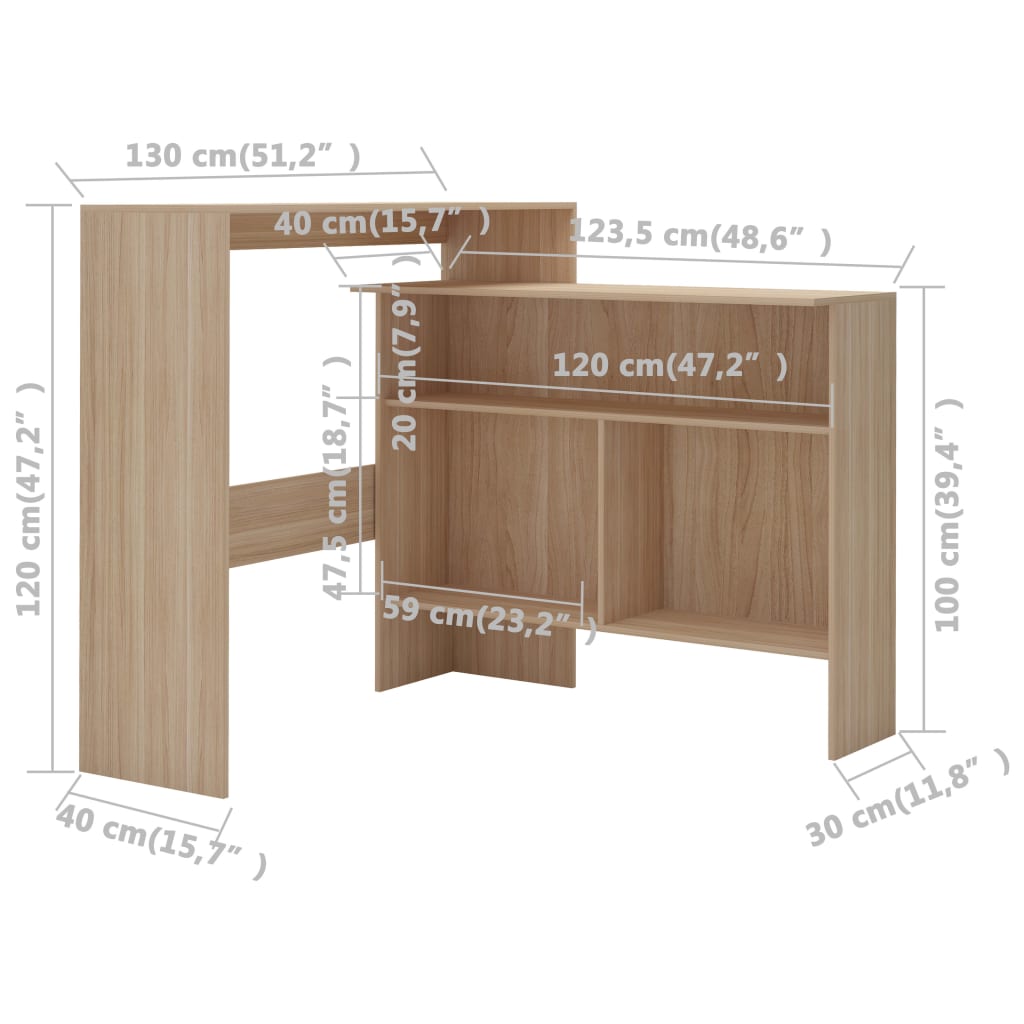 Masă De Bar Cu 2 Blaturi, , 130X40X120 Cm