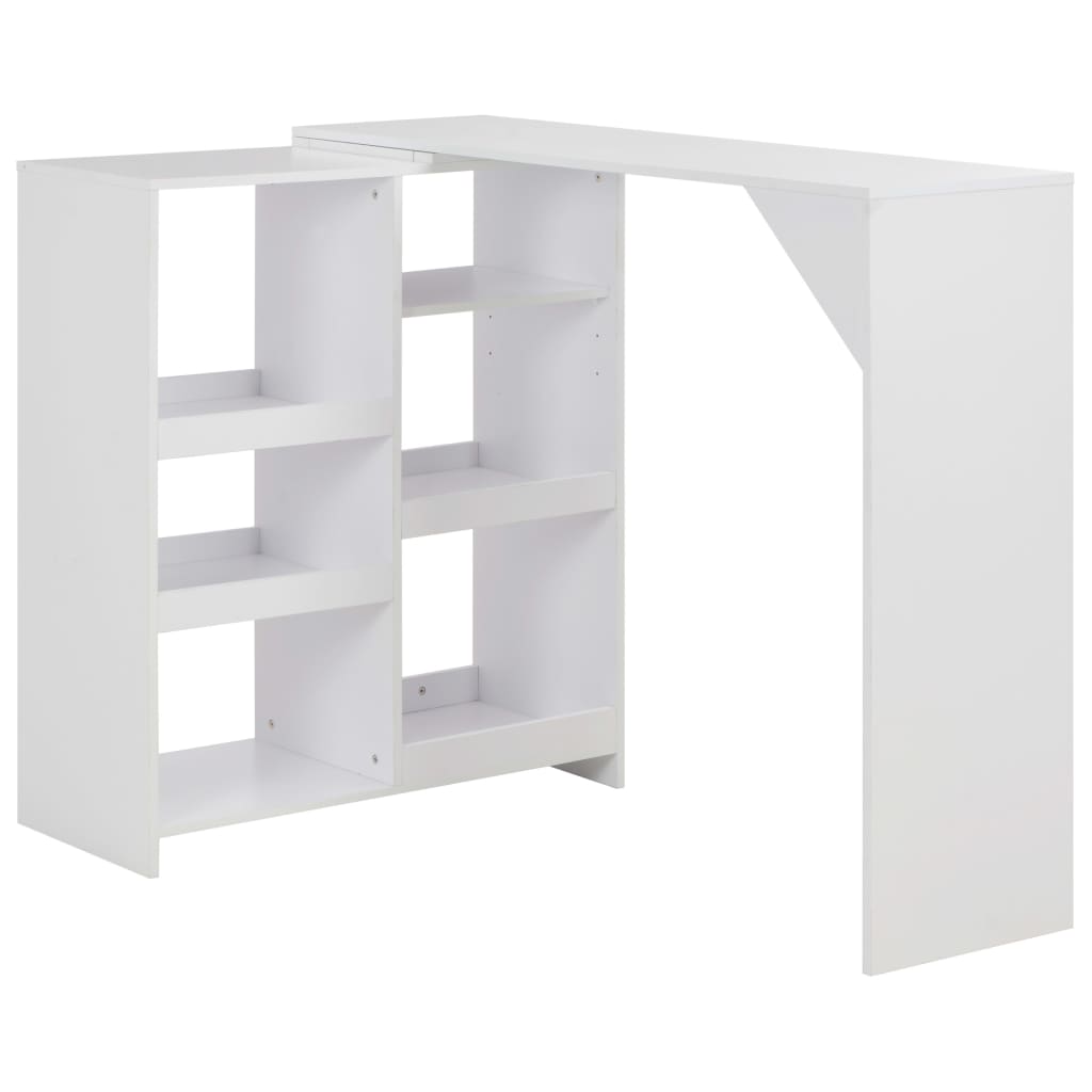 Masă De Bar Cu Raft Mobil, Alb, 138X39X110 Cm