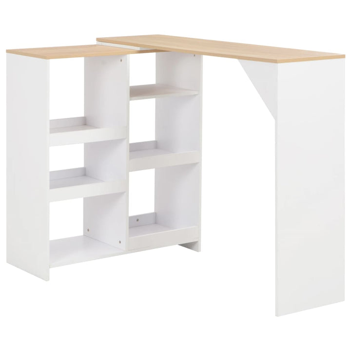 Masă De Bar Cu Raft Mobil, Alb, 138X39X110 Cm