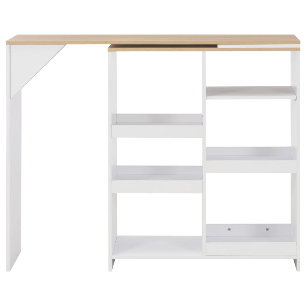 Masă De Bar Cu Raft Mobil, Alb, 138X39X110 Cm
