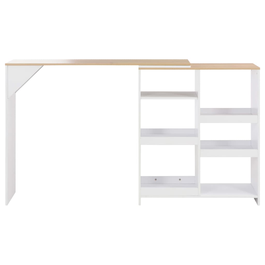 Masă De Bar Cu Raft Mobil, Alb, 138X39X110 Cm