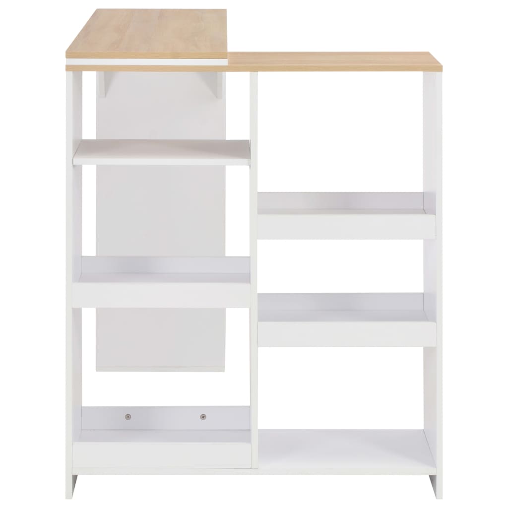 Masă De Bar Cu Raft Mobil, Alb, 138X39X110 Cm
