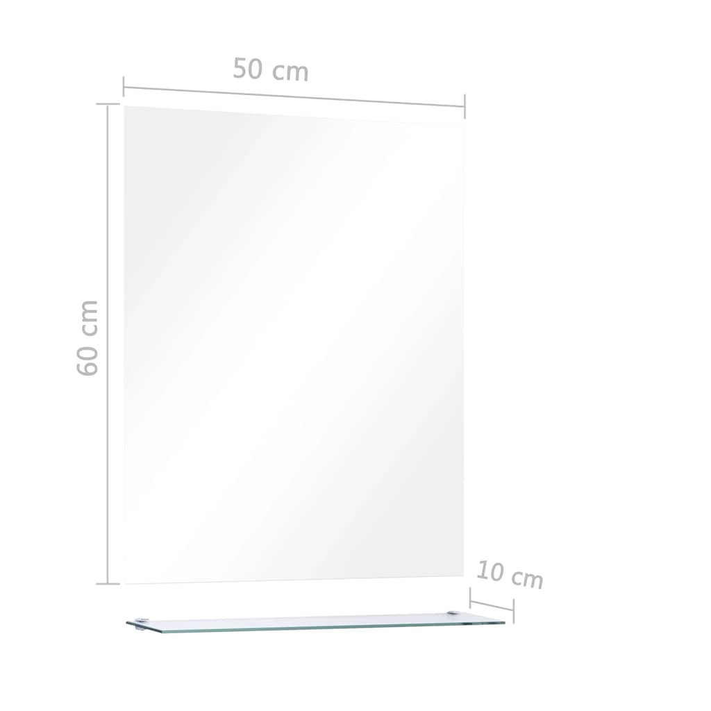 Oglindă De Perete Cu Raft, 50 X 60 Cm, Sticlă Securizată
