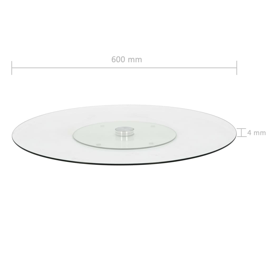 Platou Servire Rotativ Transparent, 60 Cm, Sticlă Securizată